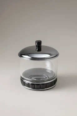 Oryx Glass cotton jar with natural material base