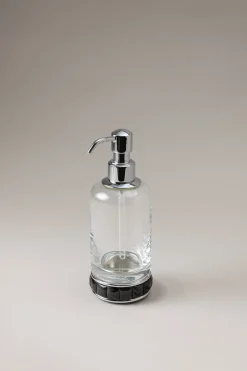 Oryx Glass soap dispenser with natural material base
