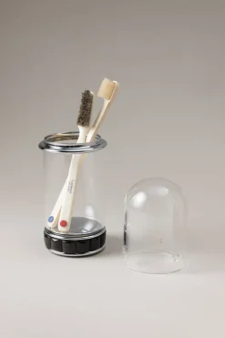 Oryx Glass toothbrush pot with glass dome