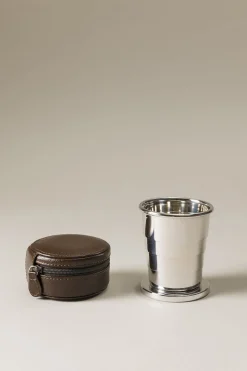 Saffiano style leather Collapsible cup