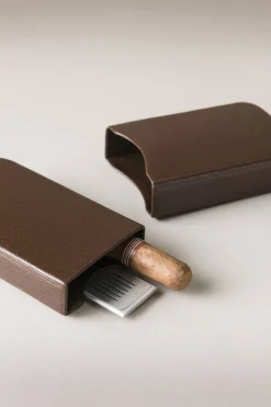 Saffiano style leather Three 'Robusto' cigar case