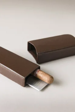 Saffiano style leather Two 'Robusto' cigar case
