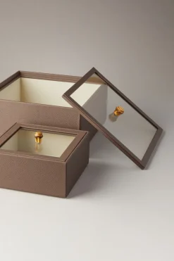 Scatola quadrata con coperchio in vetro - bambù - Rectangular box with glass lid in bamboo