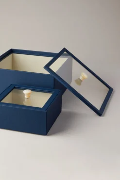 Scatola quadrata con coperchio in vetro - madreperla - Rectangular box with glass lid in mother of pearl