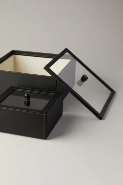 Scatola quadrata con coperchio in vetro - springbok - Rectangular box with glass lid in springbok