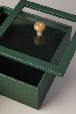 Scatola quadrata con coperchio in vetro - zebù - Rectangular box with glass lid in zebu