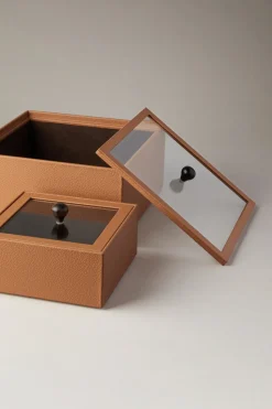 Scatola quadrata con vetro in legno - Rectangular box with glass in wood