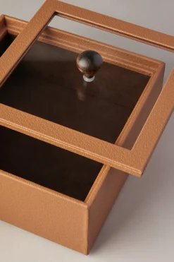 Scatola quadrata con vetro in legno - Rectangular box with glass in wood