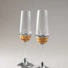 Set of 2 Bamboo root Flute champagne