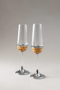 Set of 2 Bamboo root Flute champagne