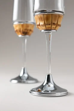 Set of 2 Bamboo root Flute champagne