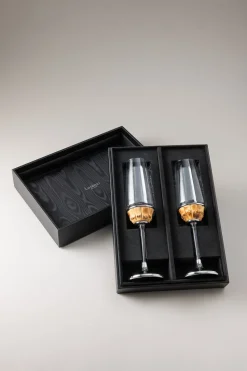 Set of 2 Bamboo root Flute champagne