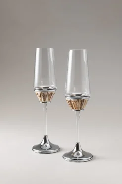 Set of 2 Stag antler Flute champagne