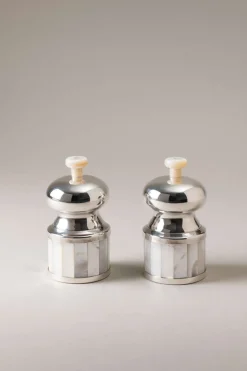 Small mother of pearl table pepper and salt mill