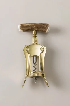 Stag antler Brass double lever corkscrew