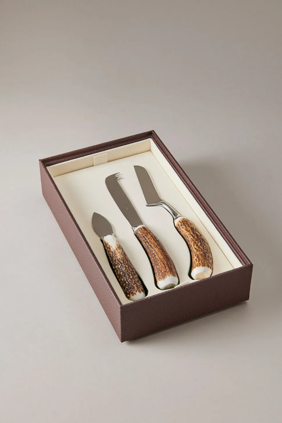 Stag antler Cheese knife set deluxe case