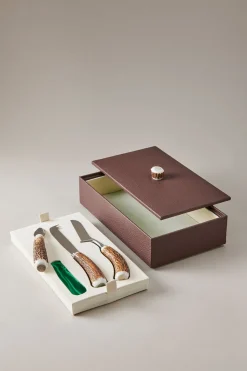Stag antler Cheese knife set deluxe case