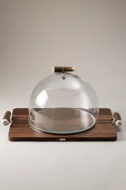 Stag antler Cheese serving board with glassdome