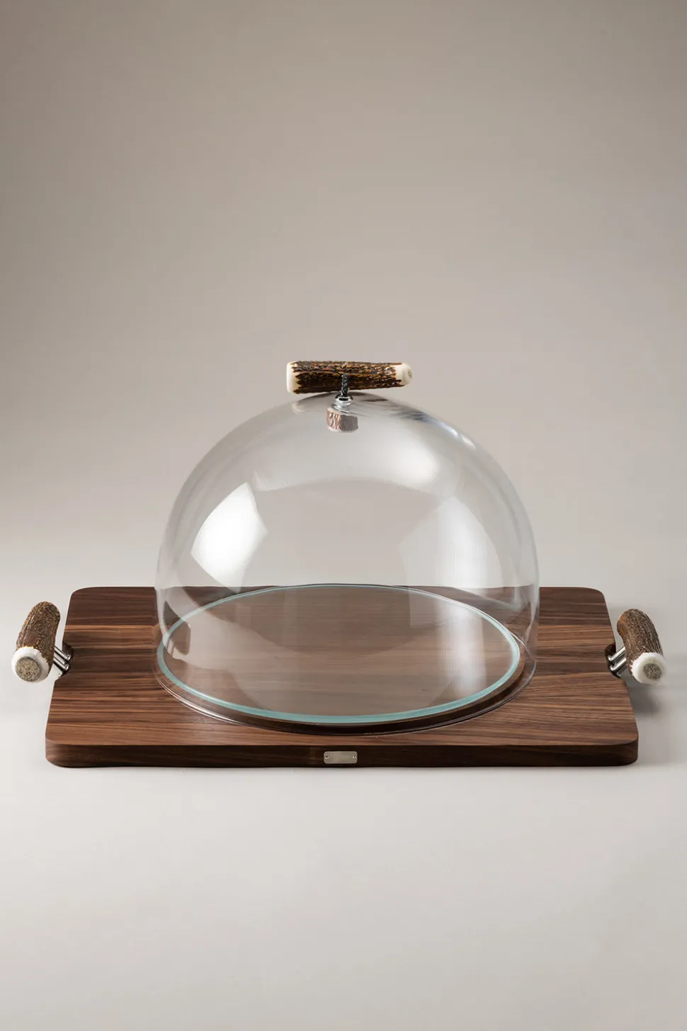 Stag antler Cheese serving board with glassdome