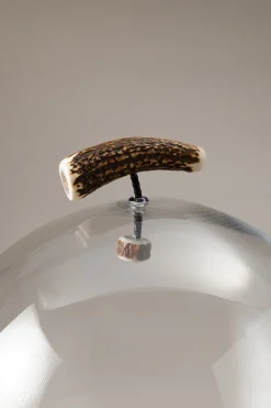 Stag antler Cheese serving board with glassdome