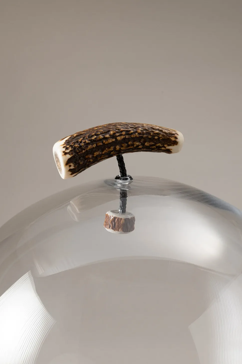 Stag antler Cheese serving board with glassdome