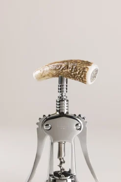 Stag antler Chrome double lever corkscrew