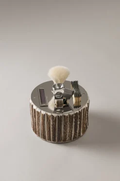 Stag antler Cylindrical cigar set with V cutter