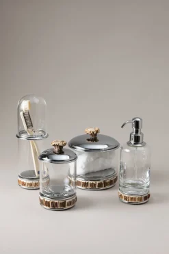 Stag antler Glass cotton jar with natural material base