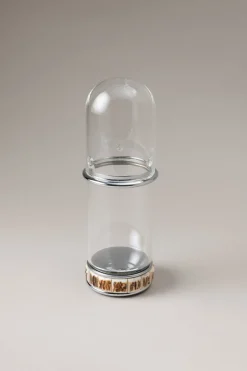 Stag antler Glass toothbrush pot with glass dome