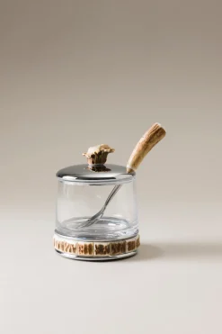Stag antler Jelly or cheese jar with spoon