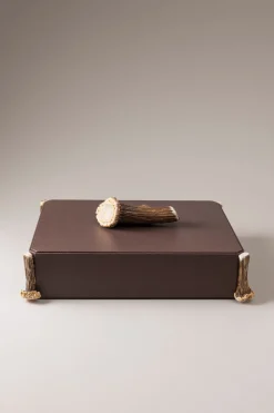 Stag antler Large octagonal tidy box
