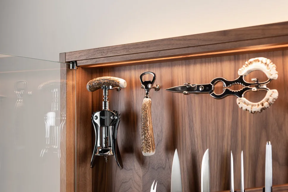 Stag antler Medium cabinet wall-mounted knives set