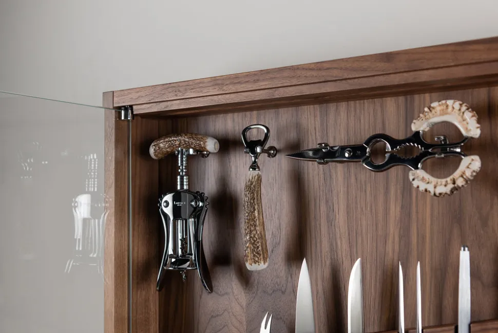 Stag antler Medium cabinet wall-mounted knives set