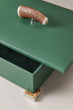 Stag antler Rectangular tidy box nautical leather