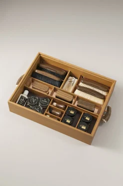 Stag antler Shoe shine box with Ovangkol brushes
