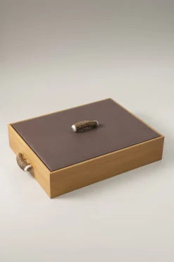 Stag antler Shoe shine box with Ovangkol brushes
