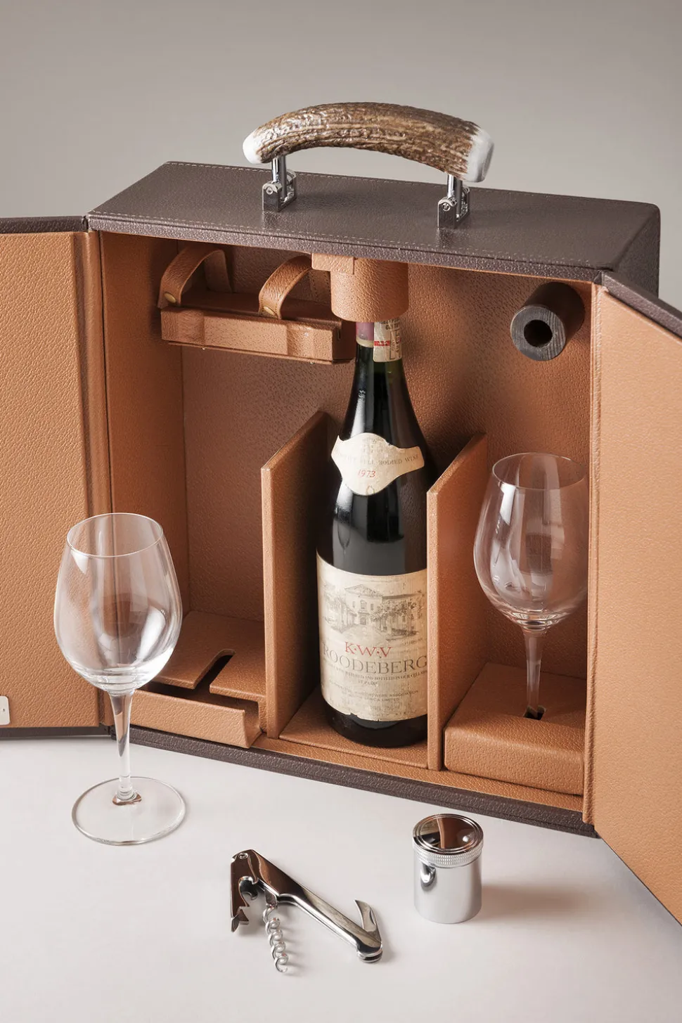 Stag antler Wine small travelling box stag handle