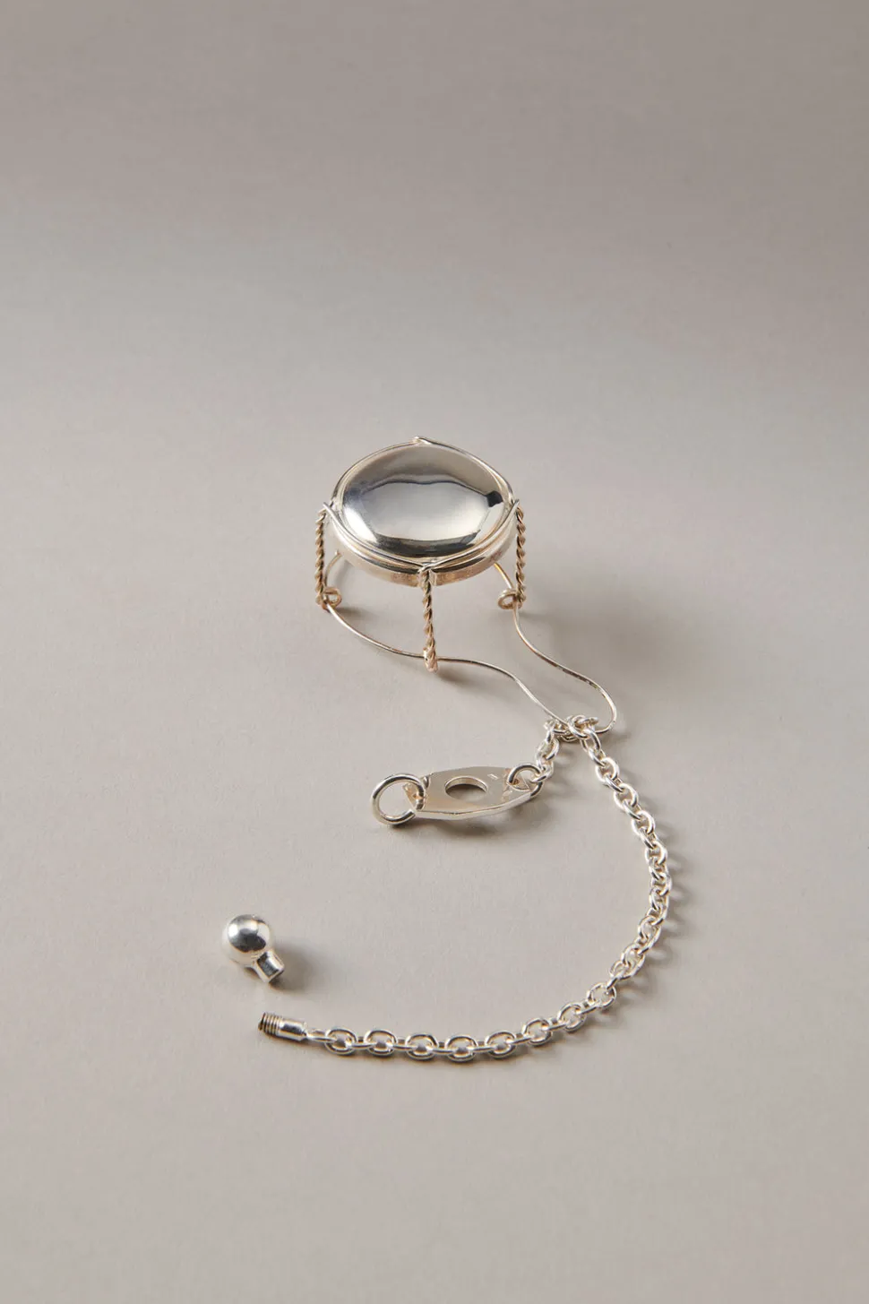 Sterling silver Silver key-chain with champagne cork