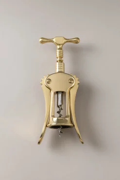 Varnished brass Brass double lever corkscrew