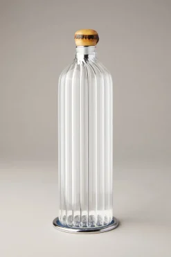 Water bottle with coaster and cap in bamboo