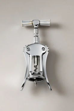 White mother of pearl Brass double lever corkscrew