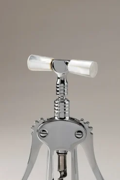 White mother of pearl Brass double lever corkscrew