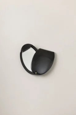 Wood Oval shaped handbag mirror