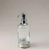 Zebu Glass soap dispenser with natural material base