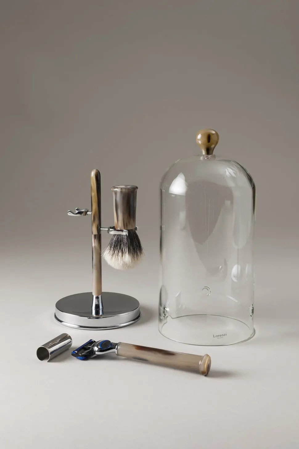 Zebu Shaving set with glass dome